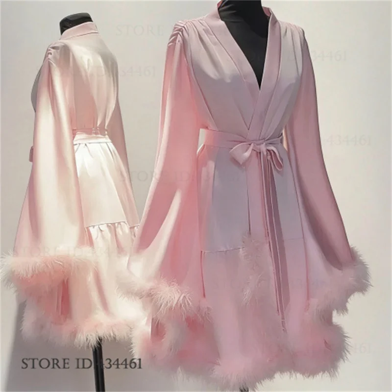 Luxury Big Sleeve Hairy Cuffs  - Slip Dress Satin ulasan dan harga