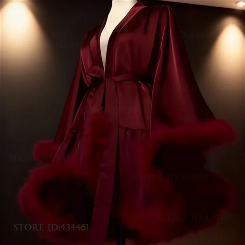 Luxury Big Sleeve Hairy Cuffs  - Slip Dress Satin ulasan dan harga
