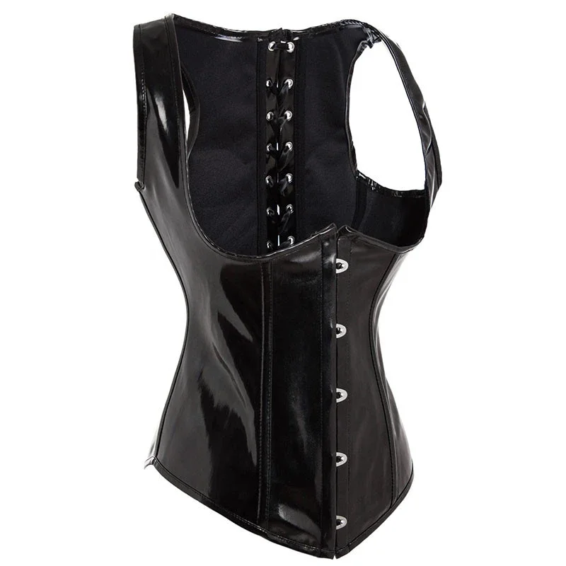 Black PU Leather Corset Gothic - Corset Waist Cinch ulasan dan harga