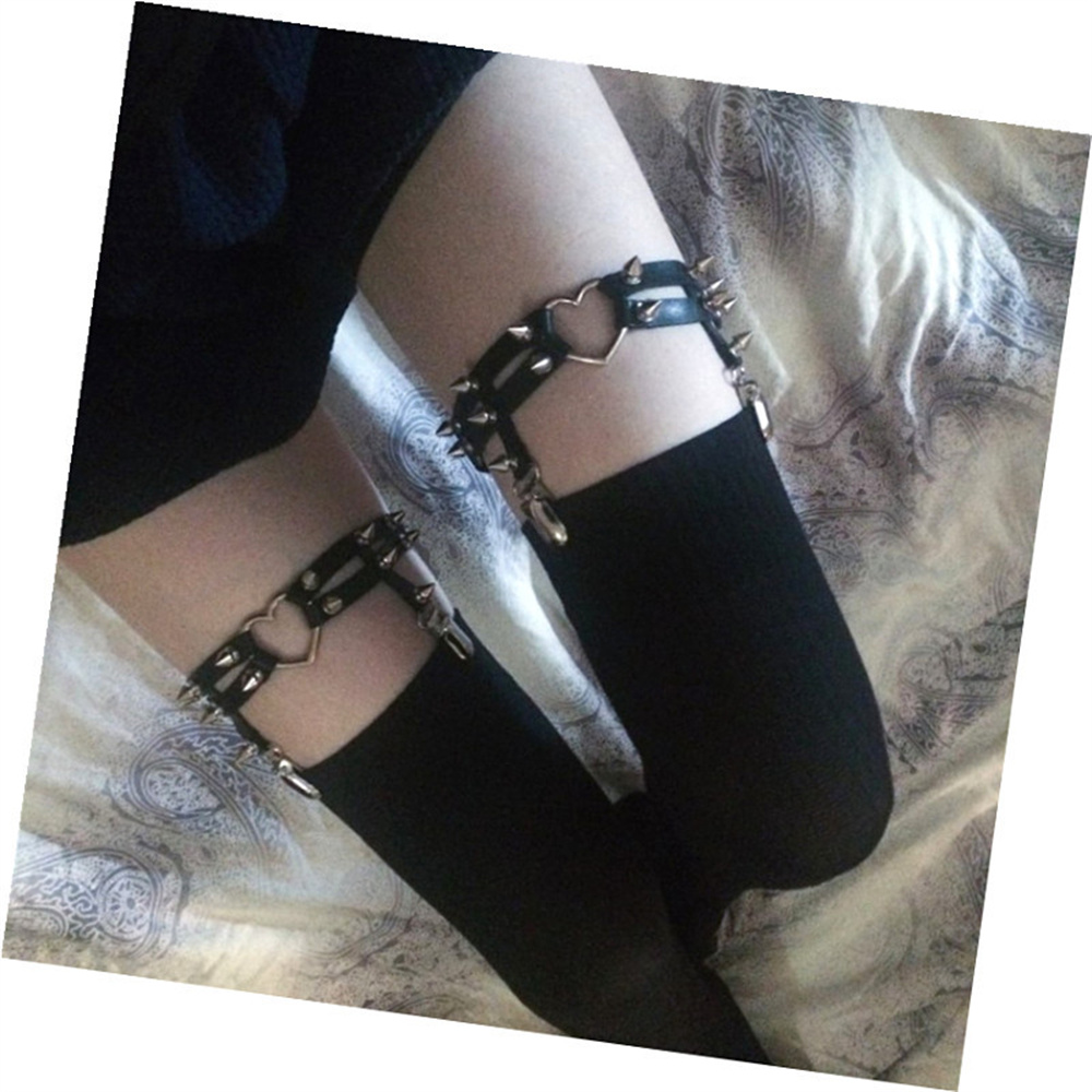 1Pcs Women Punk Goth Heart PU  - Garter Belt Set ulasan dan harga