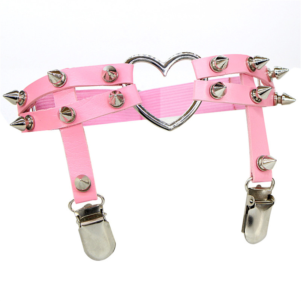1Pcs Women Punk Goth Heart PU  - Garter Belt Set ulasan dan harga