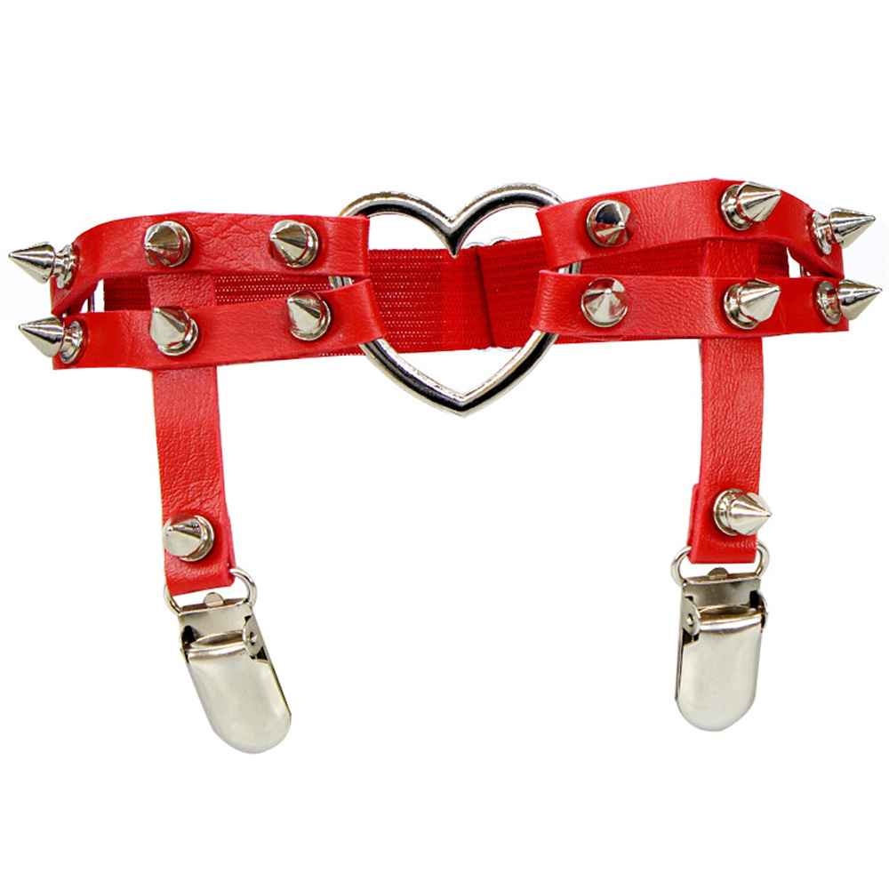 1Pcs Women Punk Goth Heart PU  - Garter Belt Set ulasan dan harga