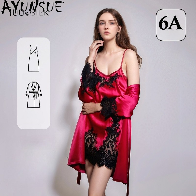 AYUNSUE 100% Genuine Silk Nigh - Robe Silk Women ulasan dan harga