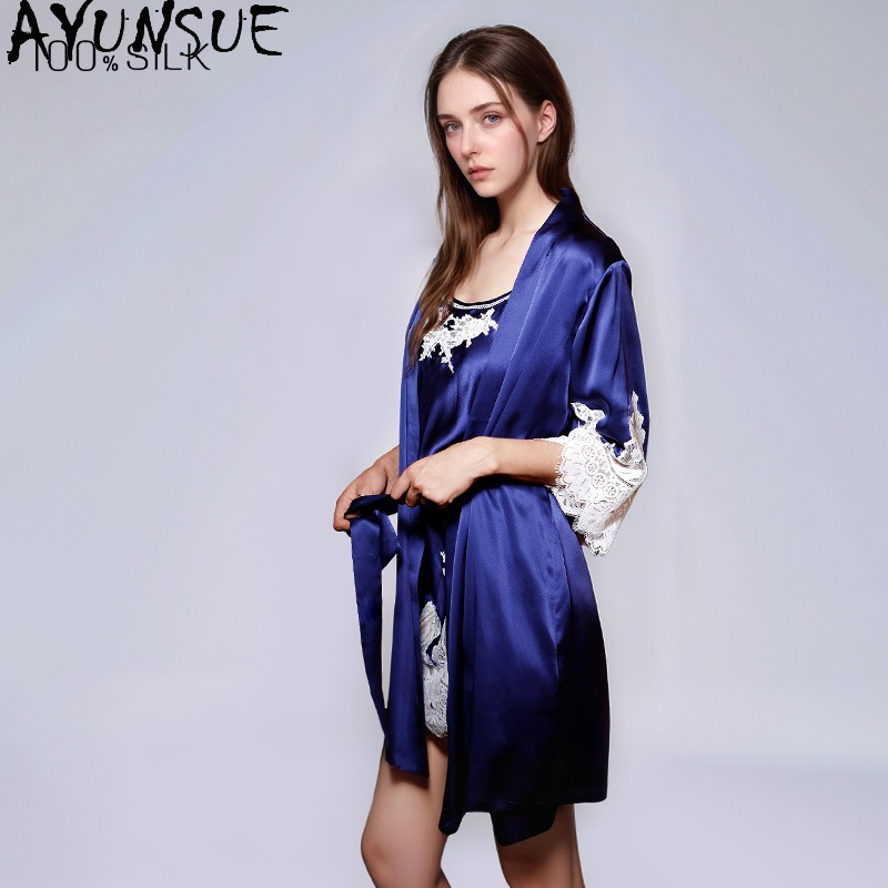 AYUNSUE 100% Genuine Silk Nigh - Robe Silk Women ulasan dan harga