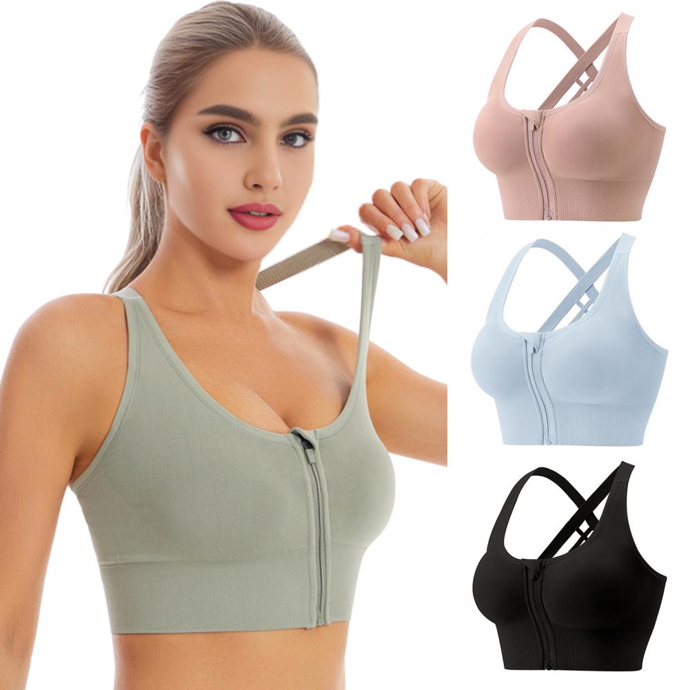 Zip Front Wireless Sports Bra  - Sports Bra High Impact ulasan dan harga