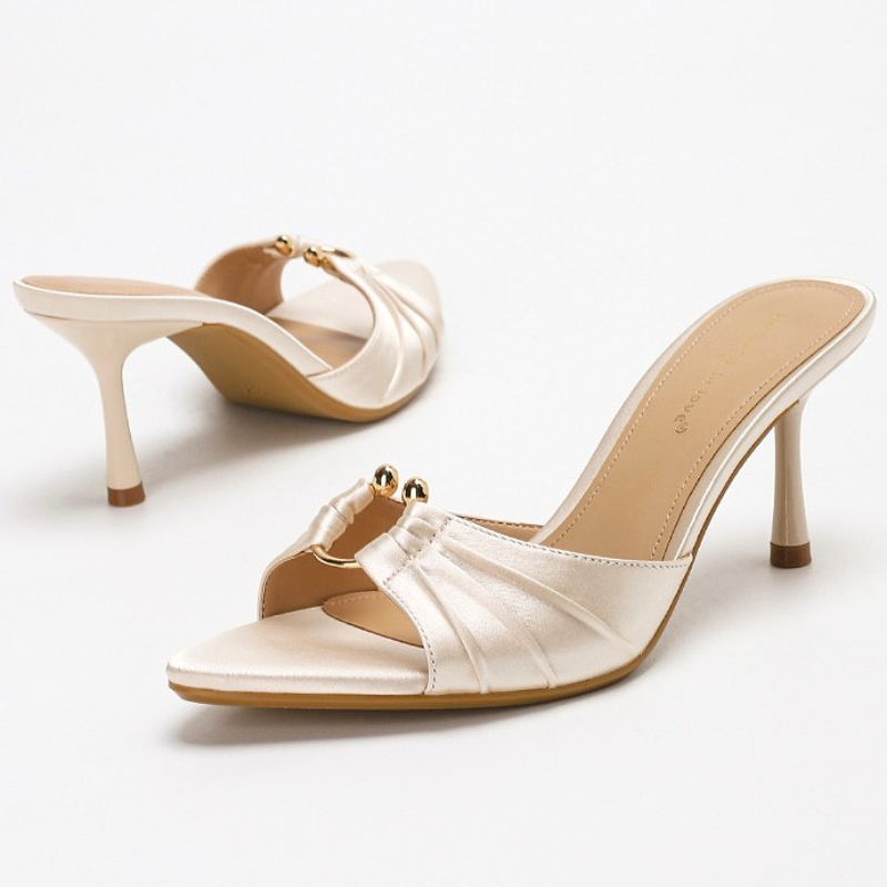 Pleated Metal Ring Satin Elega - Slip Dress Satin ulasan dan harga