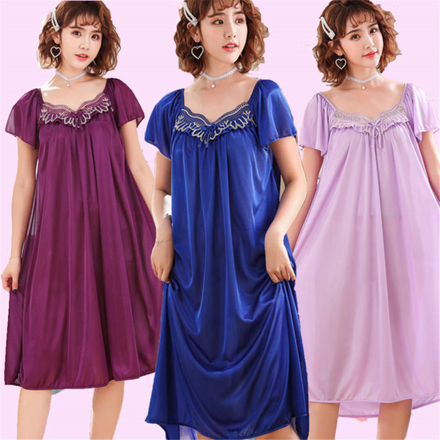 NEW Summer Ice Silk Nightgown  - Robe Silk Women ulasan dan harga