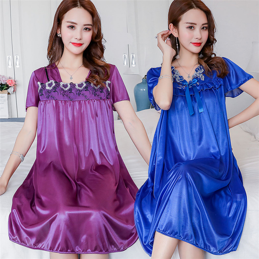 NEW Summer Ice Silk Nightgown  - Robe Silk Women ulasan dan harga